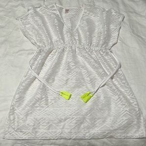 Bongo Y2K White Mesh Neon Tassels Cover Up M